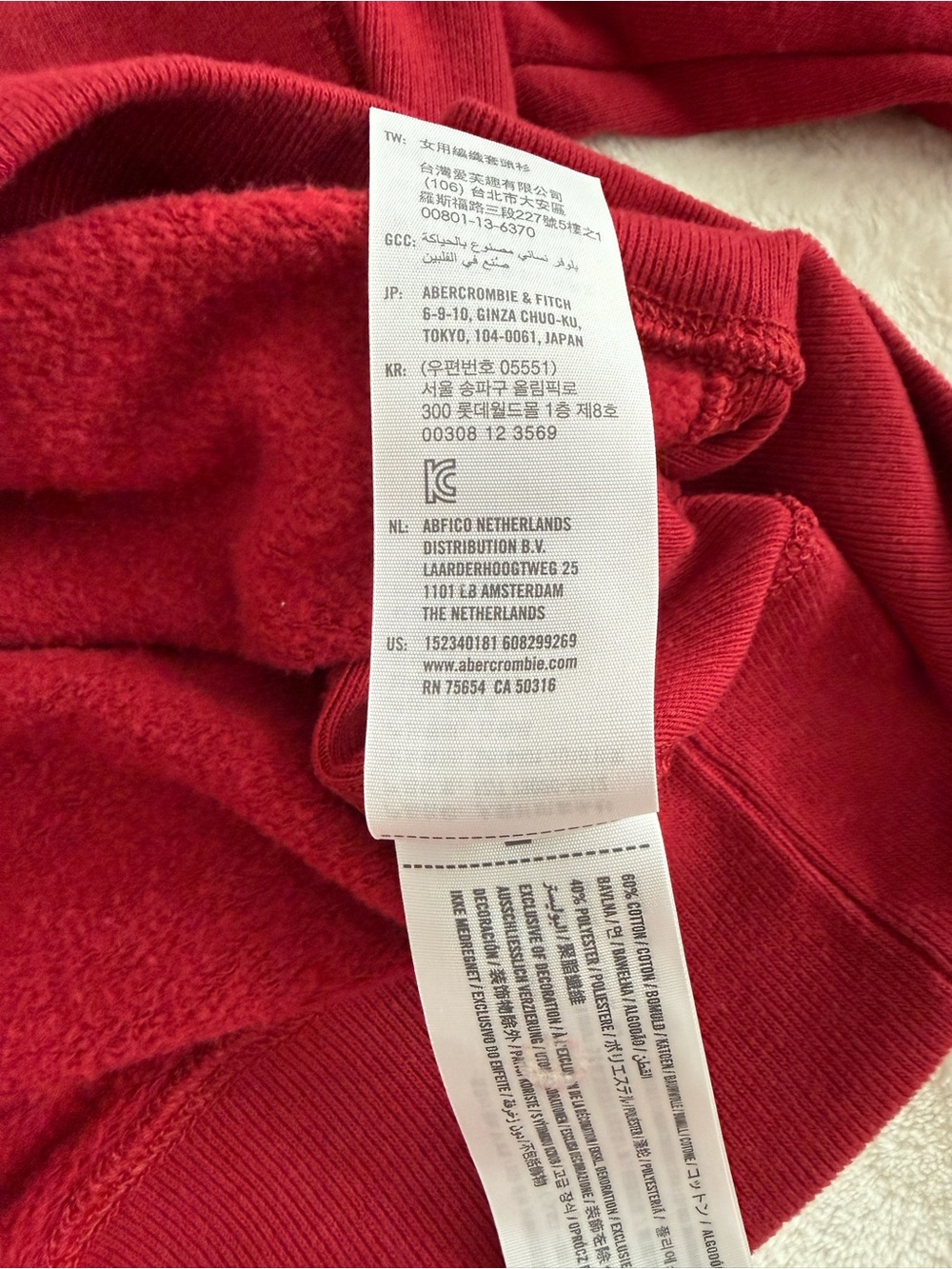 Abercrombie & Fitch Red Embroidered Logo Cropped Crewneck Sweatshirt S - Picture 8 of 8